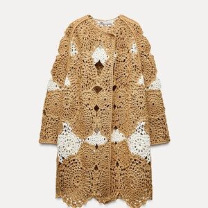 New Zara crochet knit coat